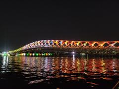 Atal Pedestrian Bridge illuminated at night