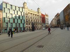 Brno city center view with historical buildings and streets