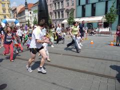 Children racing with parents at Brno Runs 2011