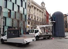 Brno astronomical clock covered for protection during New Year's Eve 2019