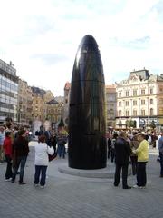 Modern clock sculpture at Náměstí Svobody in Brno