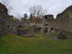 The Castle of Buben against a clear blue sky