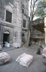 Rüstem Pasha Mosque raised above a substructure with shops and storage