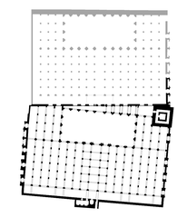 Floor plan of the Kutubiyya Mosque without labels