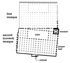 Floor plan of the Kutubiyya Mosque with English labels