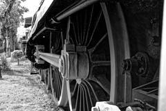 Steam engine undercarriage at National Rail Museum, New Delhi