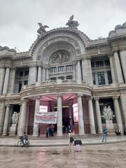 Palacio de Bellas Artes with SATINBAL protest banner