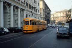 Roma ATAC SL 516 tram at Piazza Vittorio Emanuele II in February 1989