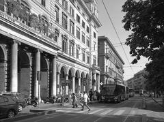 Piazza Vittorio with porticos and an ATAC bus stop