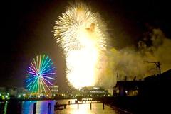 Fireworks at Nagoya Port Festival captured from Nakagawa Bridge