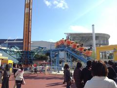 Ferris wheel and amusement park rides at Nagoya Port Sea Train Land