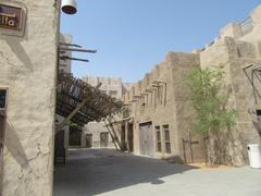 Al Seef waterfront in Al Hamriya, Bur Dubai, with traditional architecture and modern boats