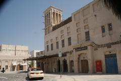 Al Seef waterfront in Dubai with traditional buildings and boats