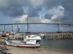 View of Redinha Velha fishing village with Newton Navarro Bridge in the background, Natal, RN