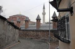 Little Hagia Sophia exterior with cemetery and mausoleum