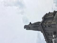 Statue of Thiruvalluvar at Kanyakumari captured from a unique viewpoint