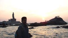 Thiruvalluvar Statue at sunrise, Kanyakumari