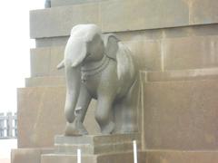 Thiruvalluvar Statue with elephant statue in Kanyakumari