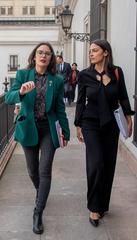 Minister Camila Vallejo with Alexandria Ocasio-Cortez in Palacio de La Moneda