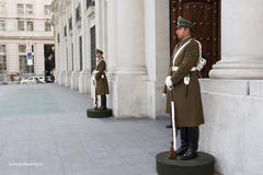 Guards at La Moneda Palace in Santiago, Chile