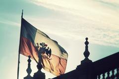 Palacio La Moneda with the Presidential Flag in Chile