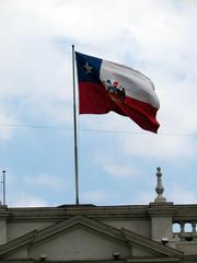 Chilean flag at La Moneda Presidential Palace in Santiago de Chile