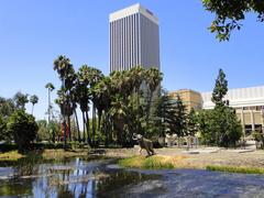 Mastodon models in La Brea Tar Pits