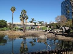 La Brea Tar Pits seen from Wilshire Blvd.