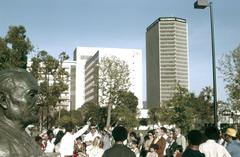 Crowd enjoying Sunday at La Brea Tar Pits park