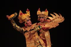 Traditional Legong Keraton Lasem dancer in agem pose