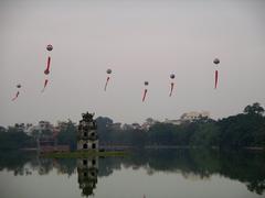 Colorful balloons over Hoan Kiem Lake in Hanoi