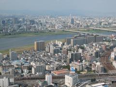 Yodo River view from Umeda Sky Building, August 2007