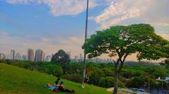 Praça Pôr do Sol at sunset with people enjoying the view