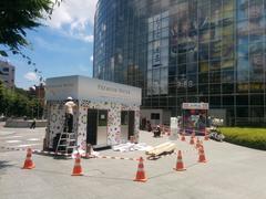 summer station preparation with drink and food stalls at TV Asahi