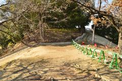 Tsudo Shiroyama Kofun viewed from the front towards the rear circular section