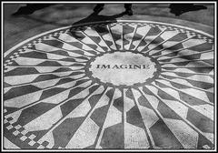 Imagine mosaic with black and white effect in Strawberry Fields, Central Park, New York