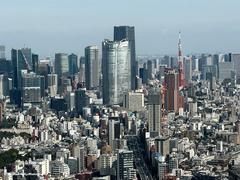 Tokyo Tower and skyscrapers viewed from Shibuya Sky Observation Deck