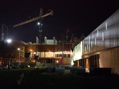 Night view of the Canada Science and Technology Museum and Ingenium Collections and Conservation Centre under construction