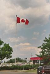 Canadian flag outside the Canada Science and Technology Museum in Ottawa