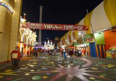 Luna Park Sydney entrance at night with lights