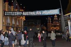 Australian premiere of the movie Battleship at Luna Park in Sydney