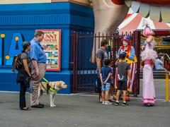 Assistance dog and clowns at Luna Park Milsons Point Sydney