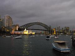 Lavender Bay view towards Sydney Harbour Bridge at dusk