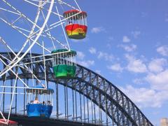 Luna Park at night with colorful lights and Ferris wheel