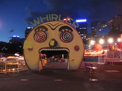 Luna Park entrance with vibrant colors and iconic face