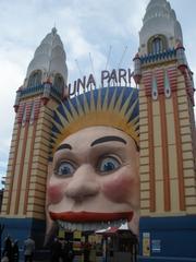 Luna Park Sydney entrance with face and towers