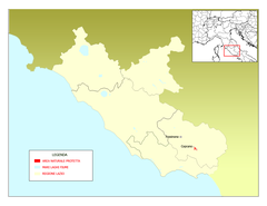 Map of Riserva Naturale Antiche Città di Fregellae e Fabrateria Nova e del Lago di San Giovanni Incarico, Lazio, Italy