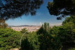 Panorama view over Barcelona from Montjuïc Jardins de Joan Brossa