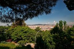 Panorama view over Barcelona from Jardins de Joan Brossa in Montjuïc