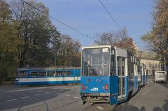 Tram Konstal 105Na in Kraków's Stare Miasto